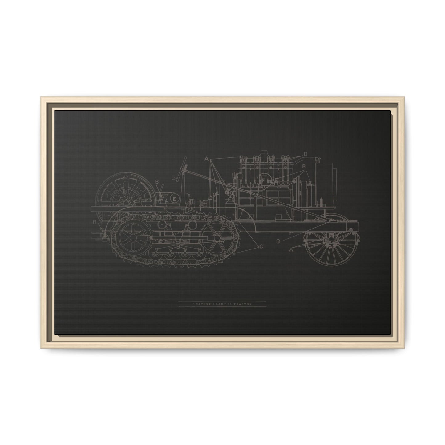 Vintage HOLT Tractor Patent Drawing Industrial Artwork | Framed Wall Art on Stretched Canvas