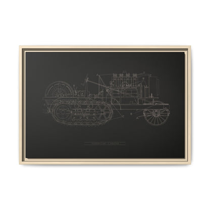 Vintage HOLT Tractor Patent Drawing Industrial Artwork | Framed Wall Art on Stretched Canvas