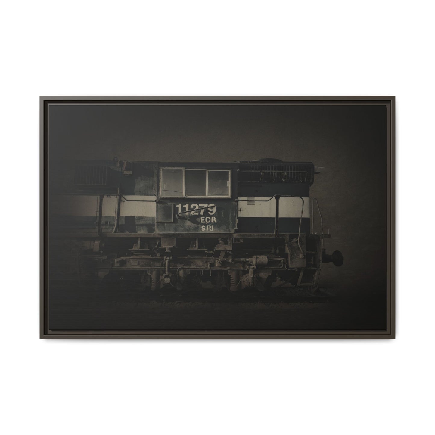 Vintage Diesel Locomotive Engine Matte Canvas Framed