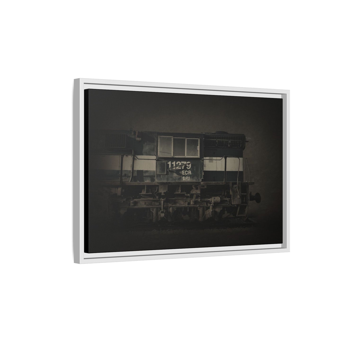 Vintage Diesel Locomotive Engine Matte Canvas Framed
