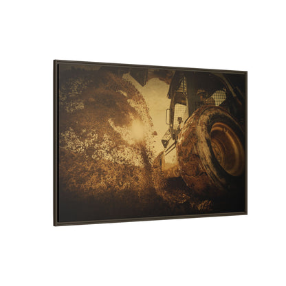 Boring Skid Steer Action | Framed Photo Wall Art on Canvas