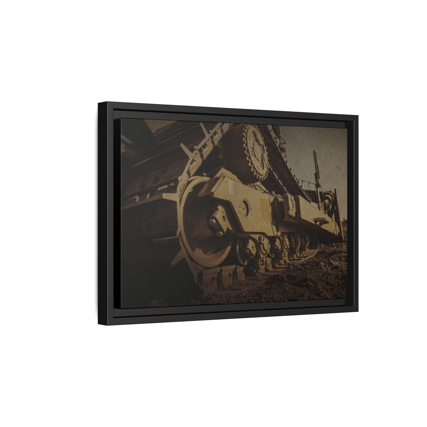 D8 Dramatic Dozer Track | Gold |  Framed Wall art on Stretched Canvas