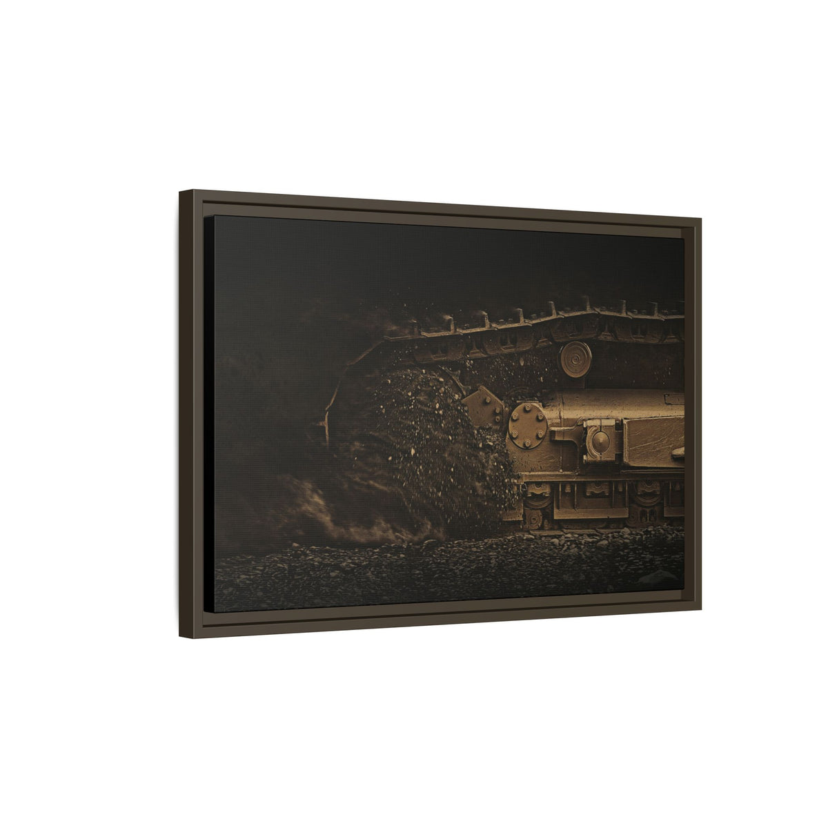D7E Dozer Undercarriage Action | Framed Wall Art on Stretched Canvas
