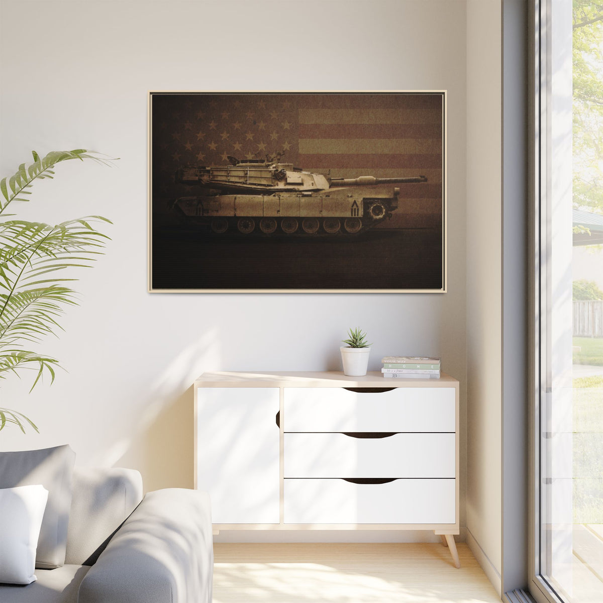 Patriotic Abrams M1 Tank | Framed Wall Art on Stretched Canvas