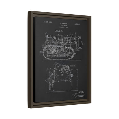 Vintage Dozer Rudiger Patent Drawing, Framed Wall Art on Canvas