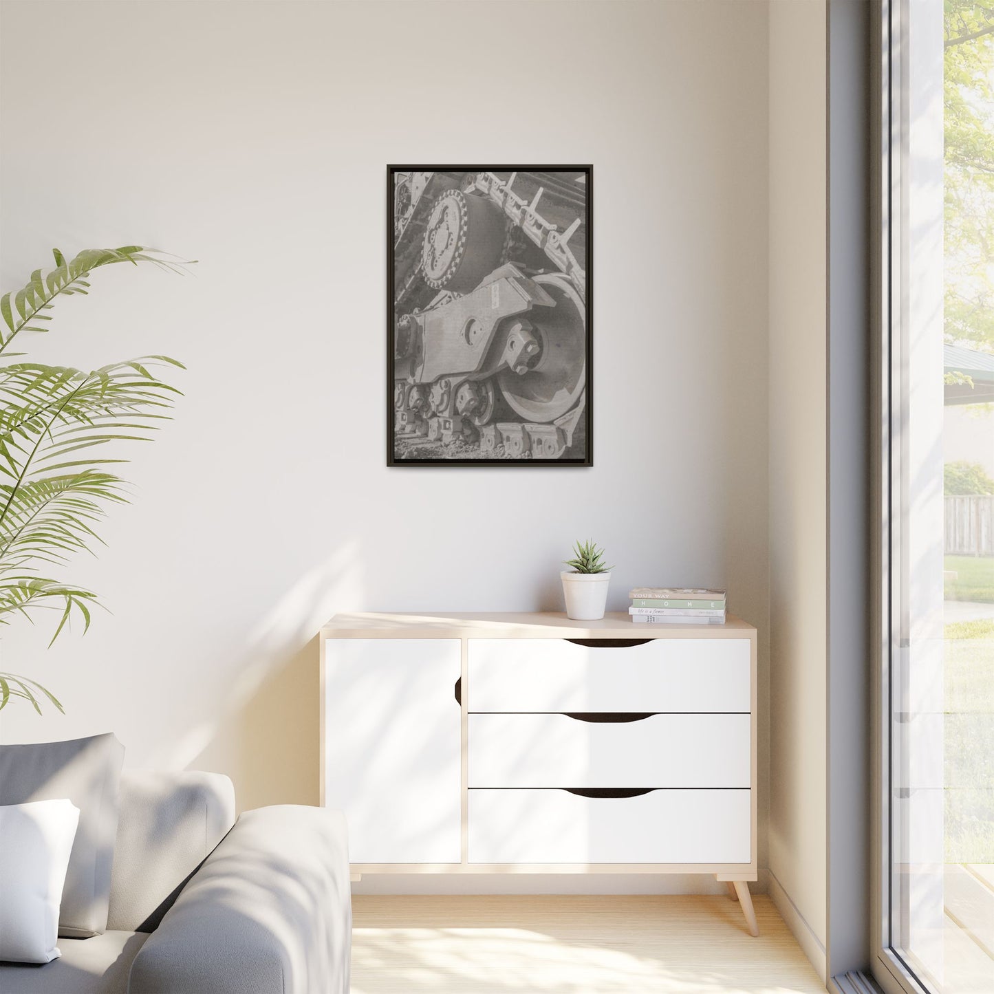 Epic D8 Dozer Triptych | Light Gray | Center Panel | Jondo | Matte Canvas Print (Framed)