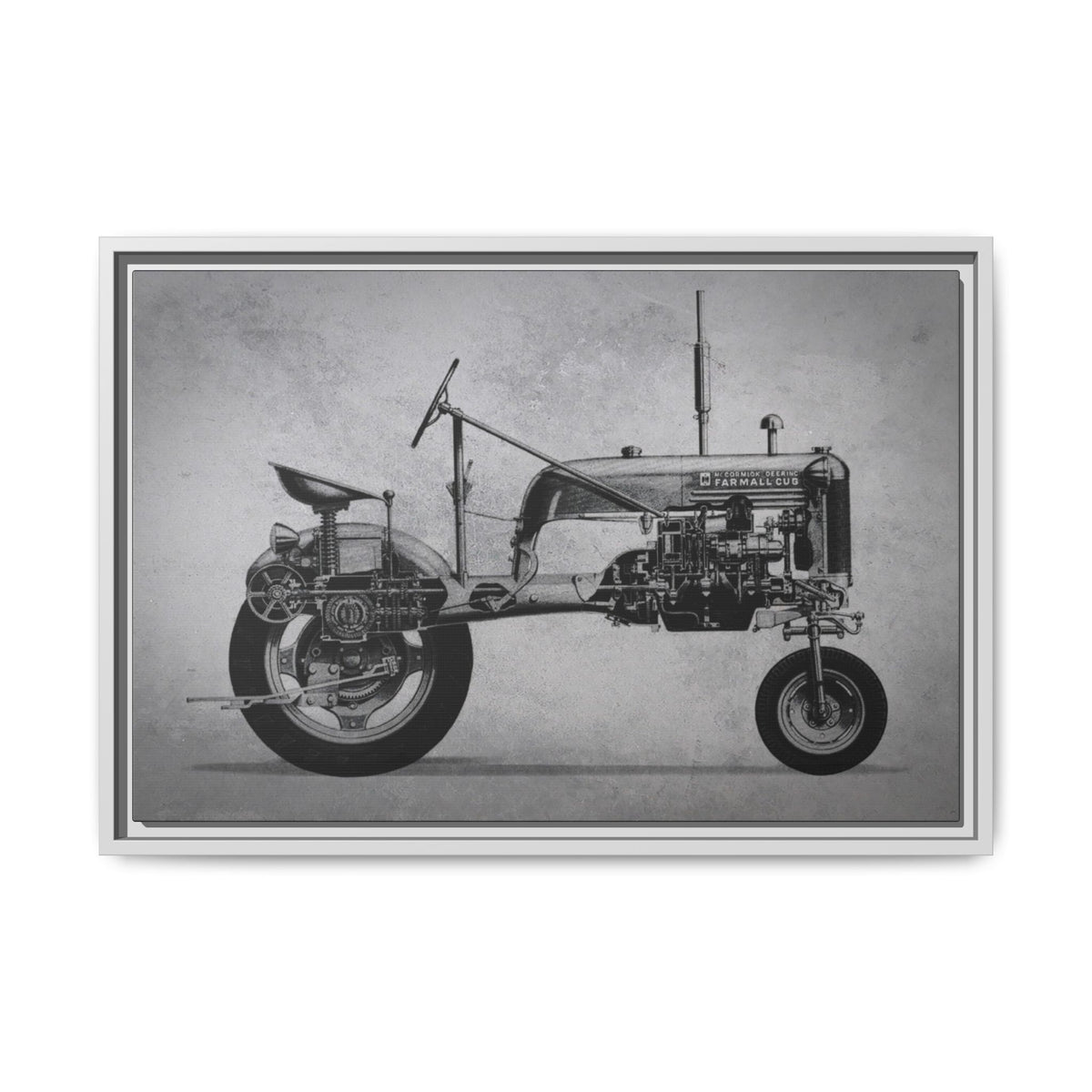 Vintage Farmall Pony Cutaway Drawing | Framed Wall Art on Canvas
