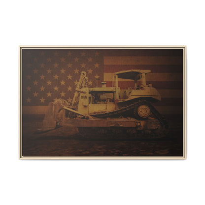 Patriotic D8N Classic Dozer | Framed Wall Art on Stretched Canvas