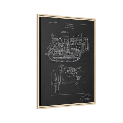Vintage Dozer Rudiger Patent Drawing, Framed Wall Art on Canvas