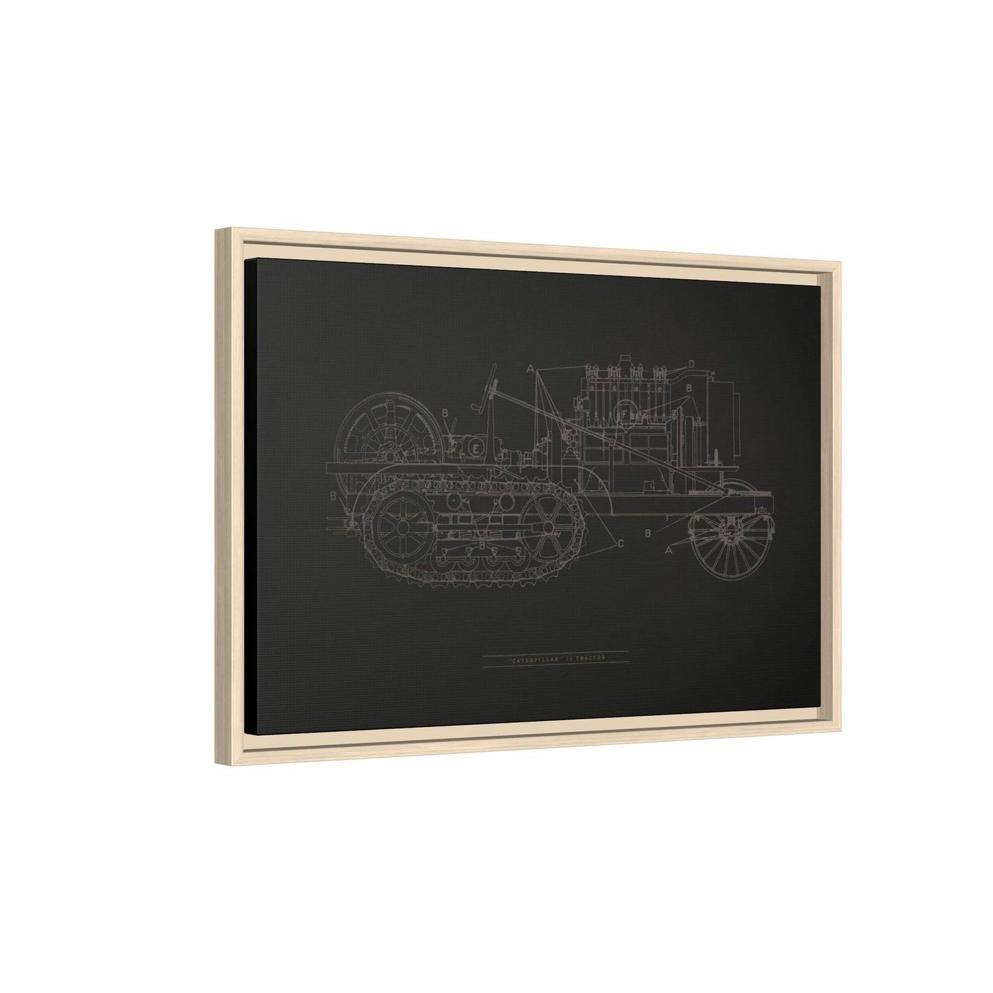 Vintage HOLT Tractor Patent Drawing Industrial Artwork | Framed Wall Art on Stretched Canvas