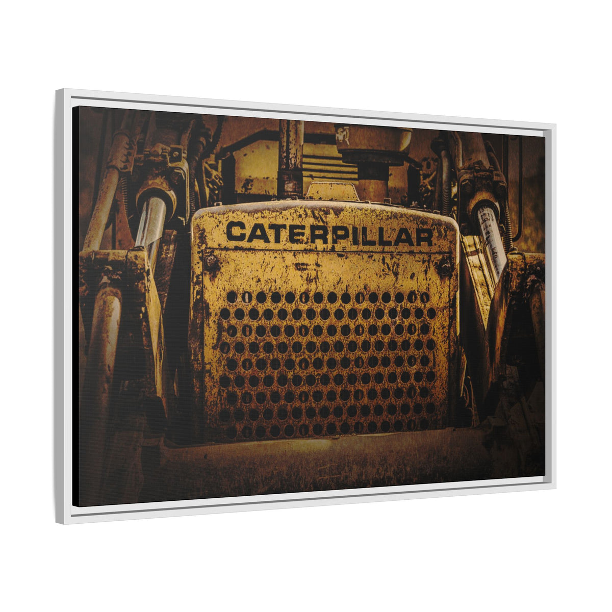 Big Yellow Classic Dozer Grill| Framed Wall Art on Canvas