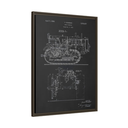 Vintage Dozer Rudiger Patent Drawing, Framed Wall Art on Canvas