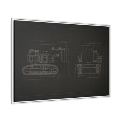 601 Excavator Drawing, Framed Wall Art on Canvas