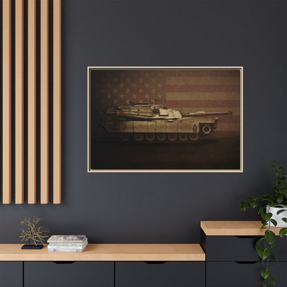Patriotic Abrams M1 Tank | Framed Wall Art on Stretched Canvas