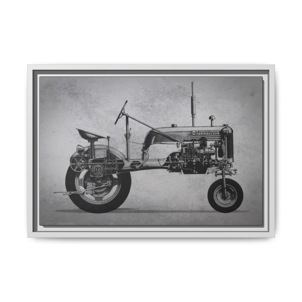 Vintage Farmall Pony Cutaway Drawing | Framed Wall Art on Canvas