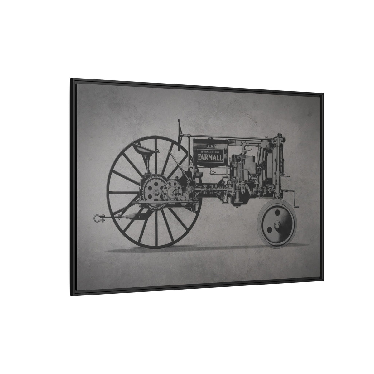 Vintage Farmall F-12 Mechanical Drawing | Light | Framed Wall Art on Canvas