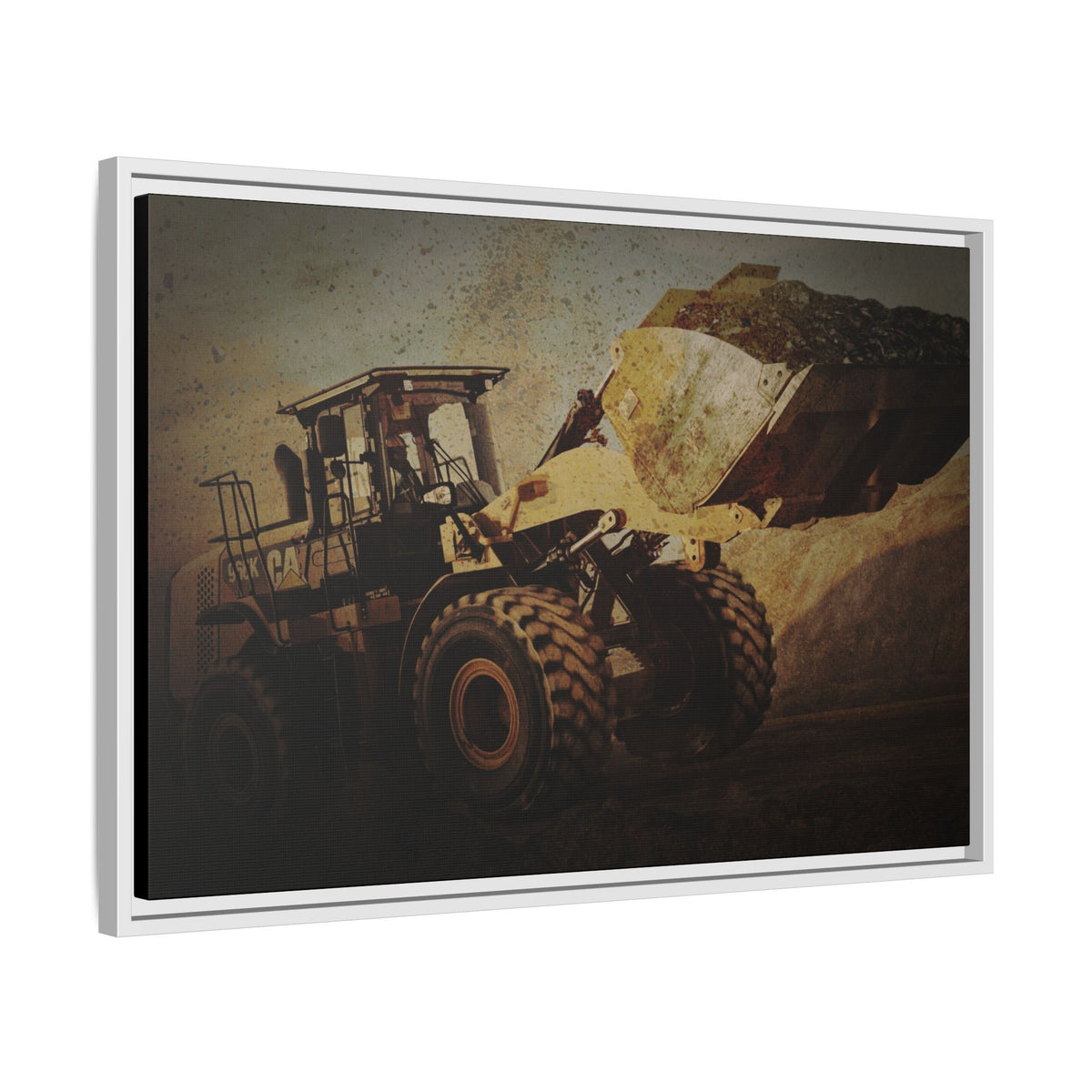 960K Dramatic Loader Action | Framed Wall Art on Stretched Canvas