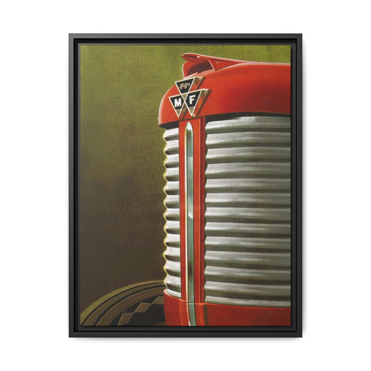 Vintage Red Tractor Grill Matte Canvas Framed | Farm Machinery Wall Art