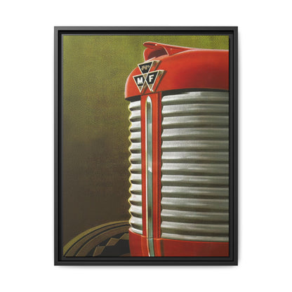 Vintage Red Tractor Grill Matte Canvas Framed | Farm Machinery Wall Art