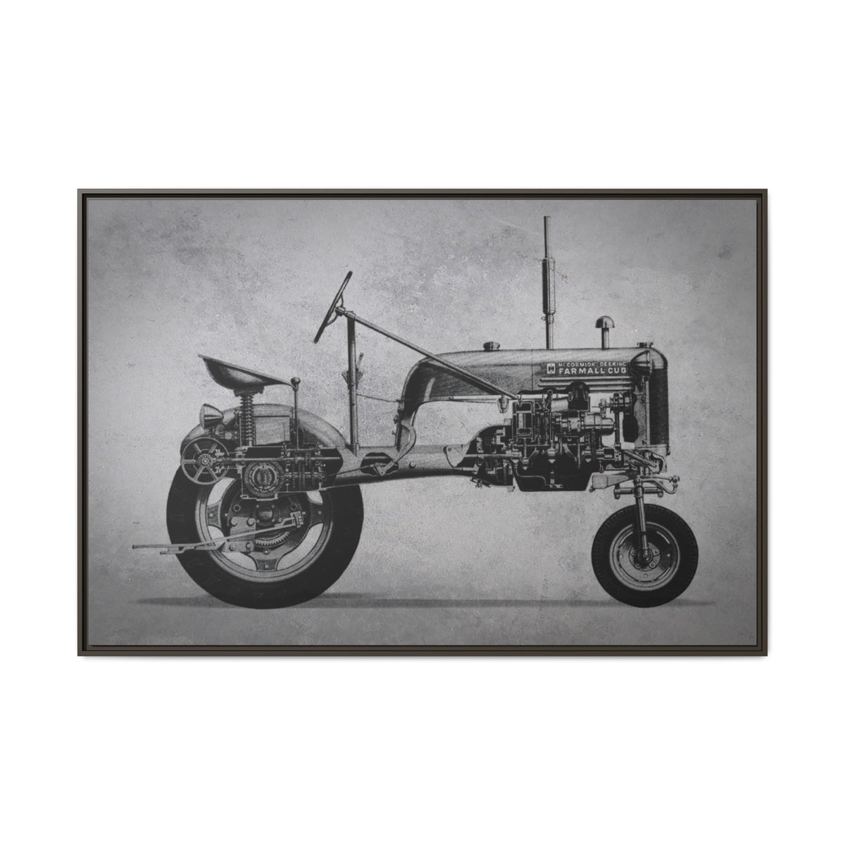 Vintage Farmall Pony Cutaway Drawing | Framed Wall Art on Canvas
