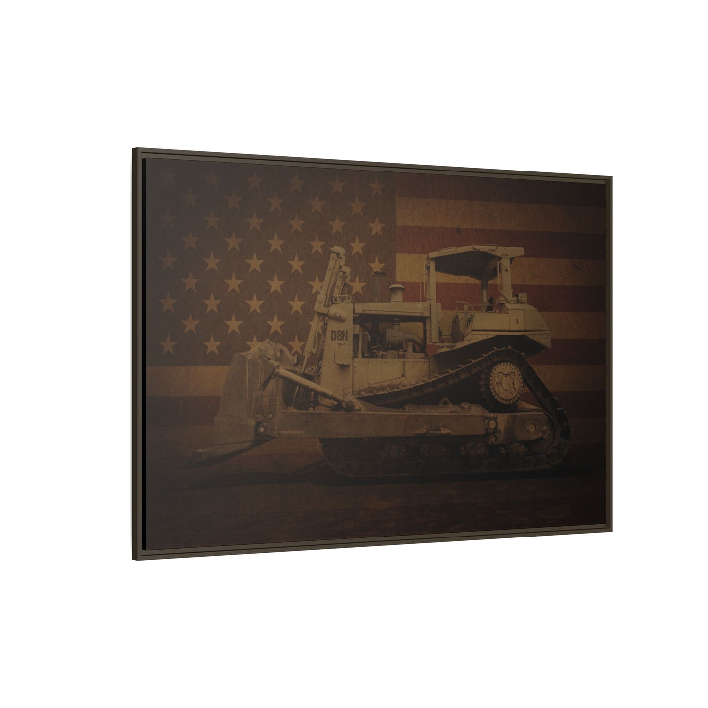 Patriotic D8N Classic Dozer | Framed Wall Art on Stretched Canvas