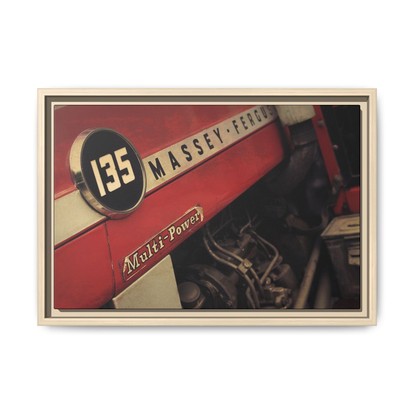 Vintage Massey 135 Close Up | Framed Wall Art on Stretched Canvas