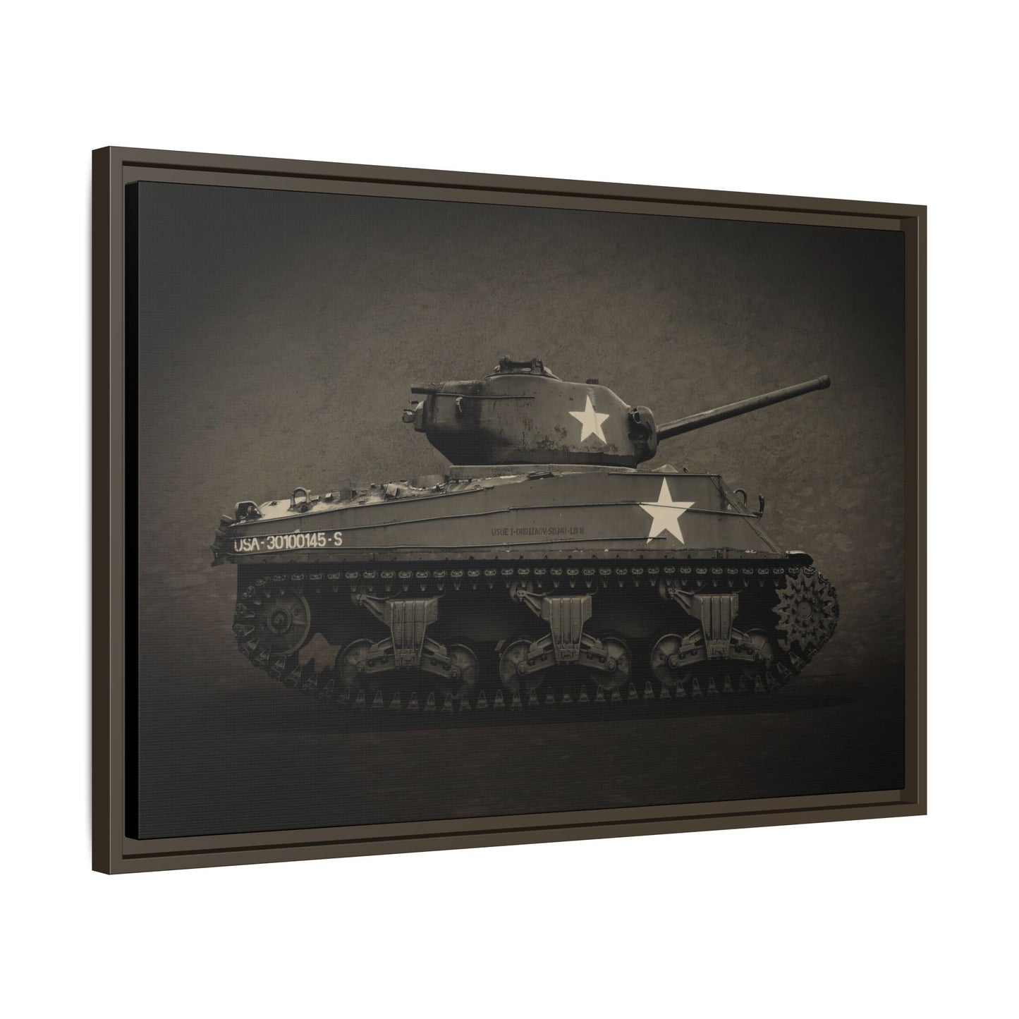 Vintage WWII  Sherman Tank, Double Star, Photo Wall Art on Framed Canvas