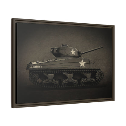 Vintage WWII  Sherman Tank, Double Star, Photo Wall Art on Framed Canvas