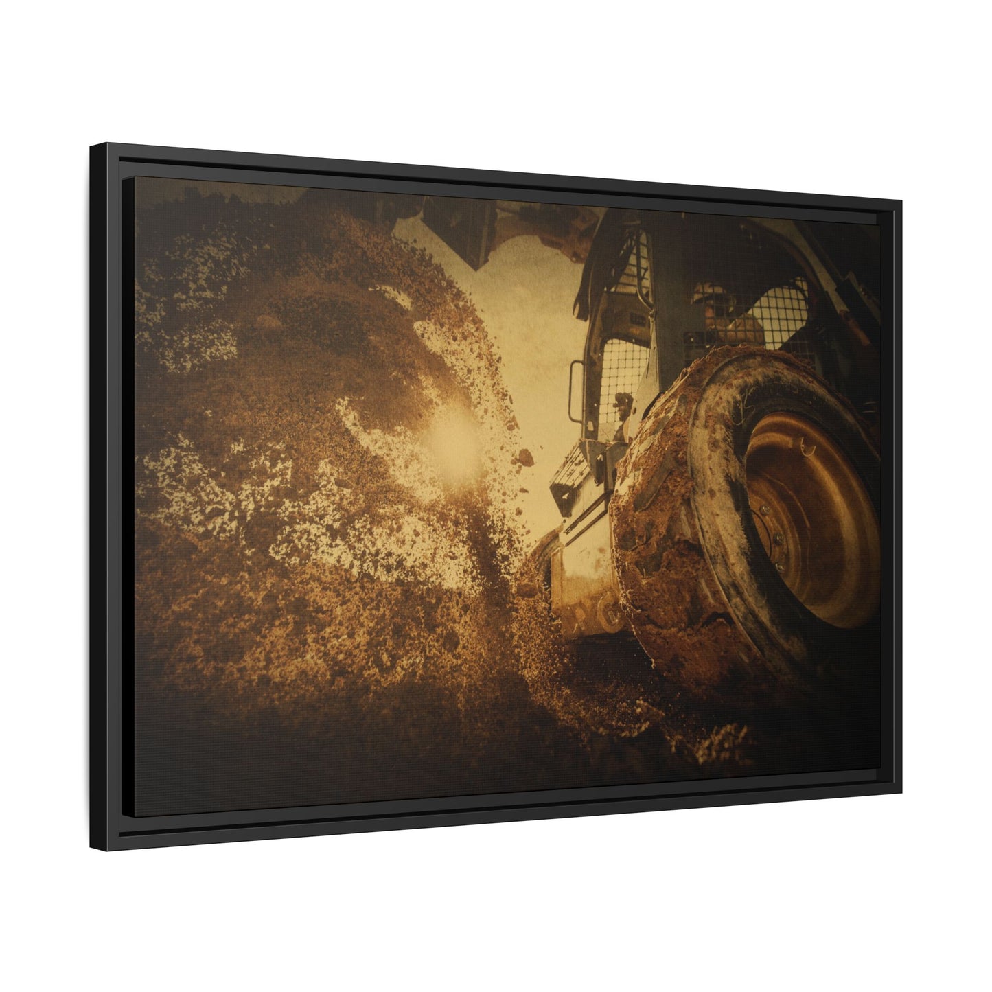 Boring Skid Steer Action | Framed Photo Wall Art on Canvas