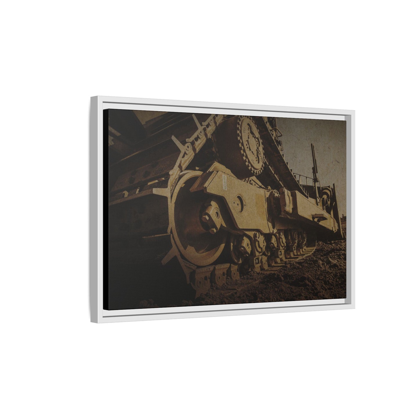 D8 Dramatic Dozer Track | Gold |  Framed Wall art on Stretched Canvas