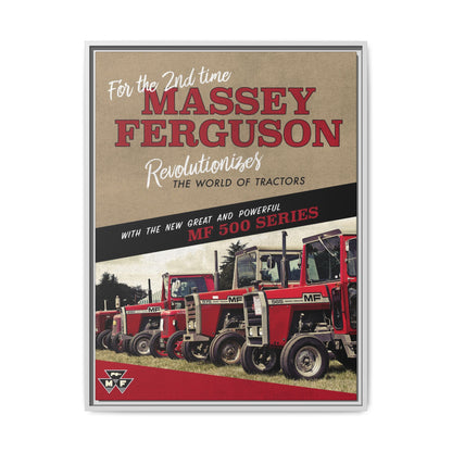 Massey Ferguson MF500 Revolution Vintage Advertisement  Framed Wall Art on Canvas | Vintage Farm Sign