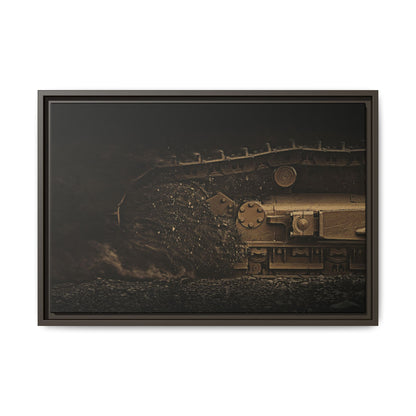 D7E Dozer Undercarriage Action | Framed Wall Art on Stretched Canvas
