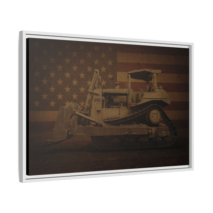 Patriotic D8N Classic Dozer | Framed Wall Art on Stretched Canvas