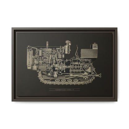 Vintage D4Tractor Crawler Cutaway Drawing | Framed Wall Art on Canvas
