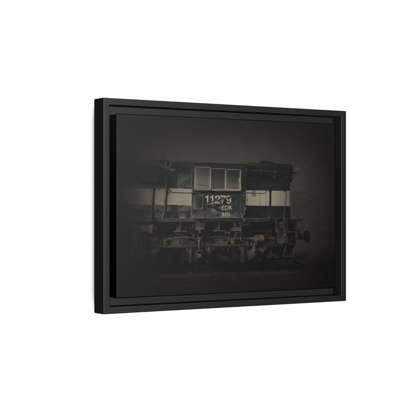 Vintage Diesel Locomotive Engine Matte Canvas Framed