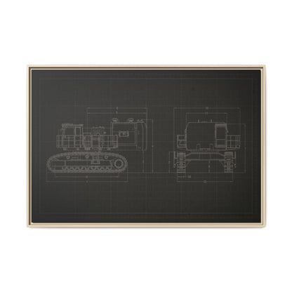 601 Excavator Drawing, Framed Wall Art on Canvas