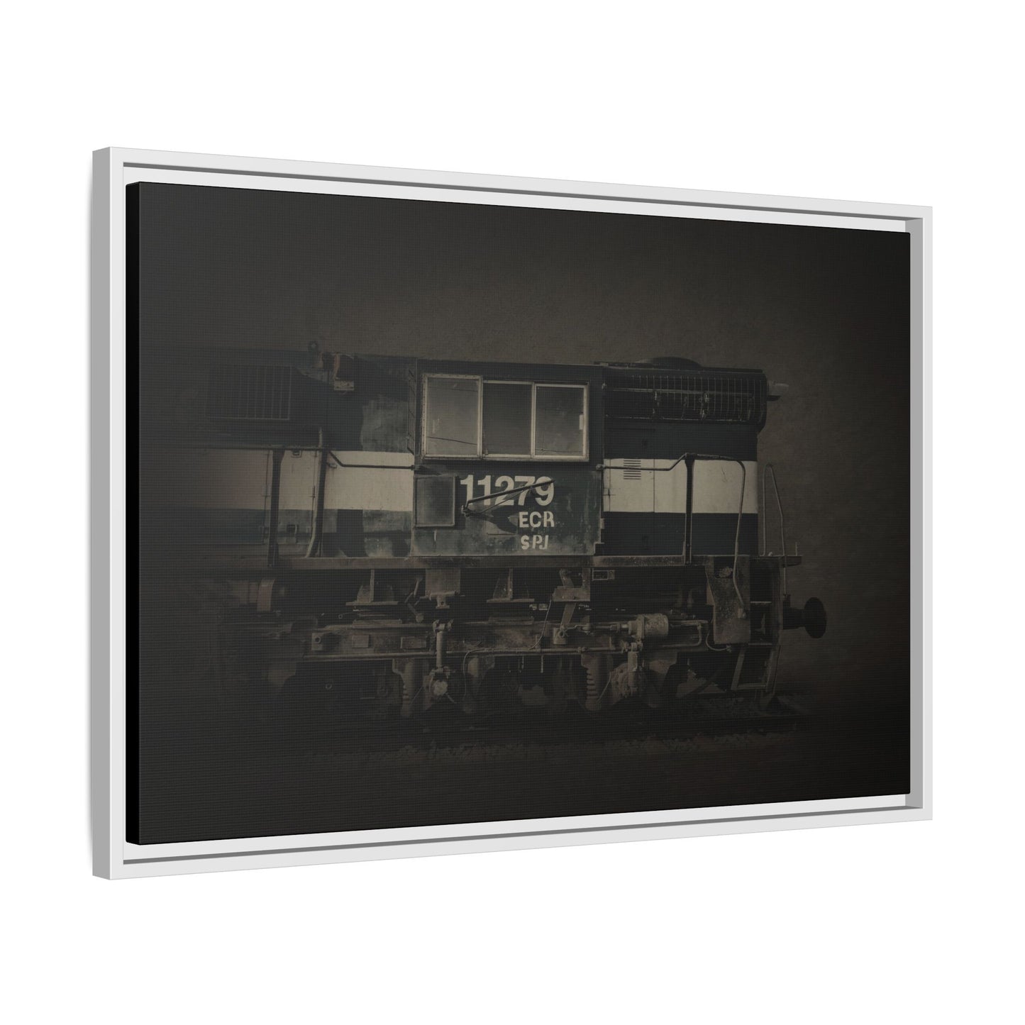 Vintage Diesel Locomotive Engine Matte Canvas Framed