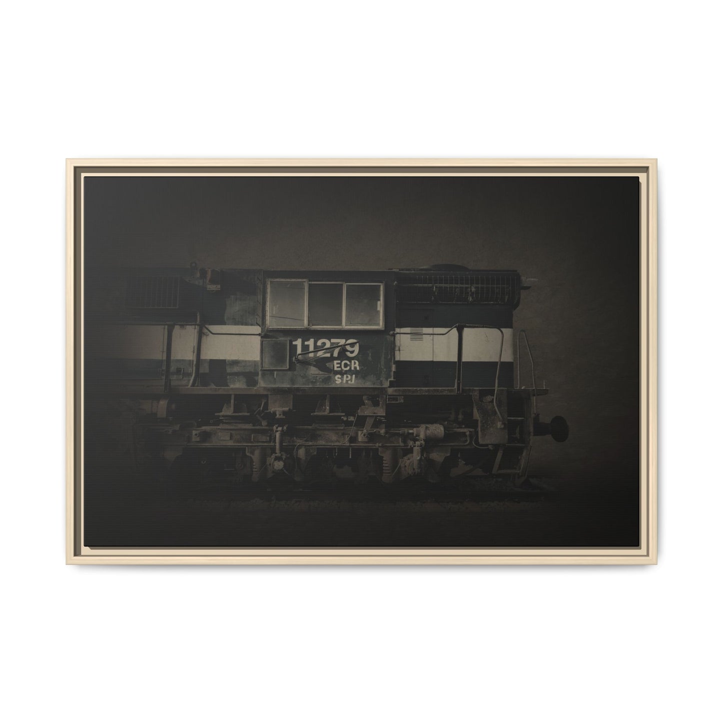 Vintage Diesel Locomotive Engine Matte Canvas Framed
