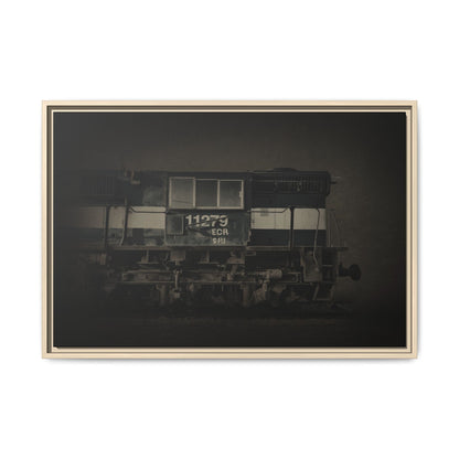 Vintage Diesel Locomotive Engine Matte Canvas Framed