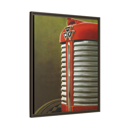 Vintage Red Tractor Grill Matte Canvas Framed | Farm Machinery Wall Art