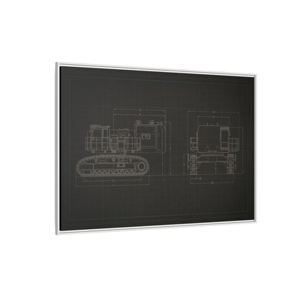 601 Excavator Drawing, Framed Wall Art on Canvas