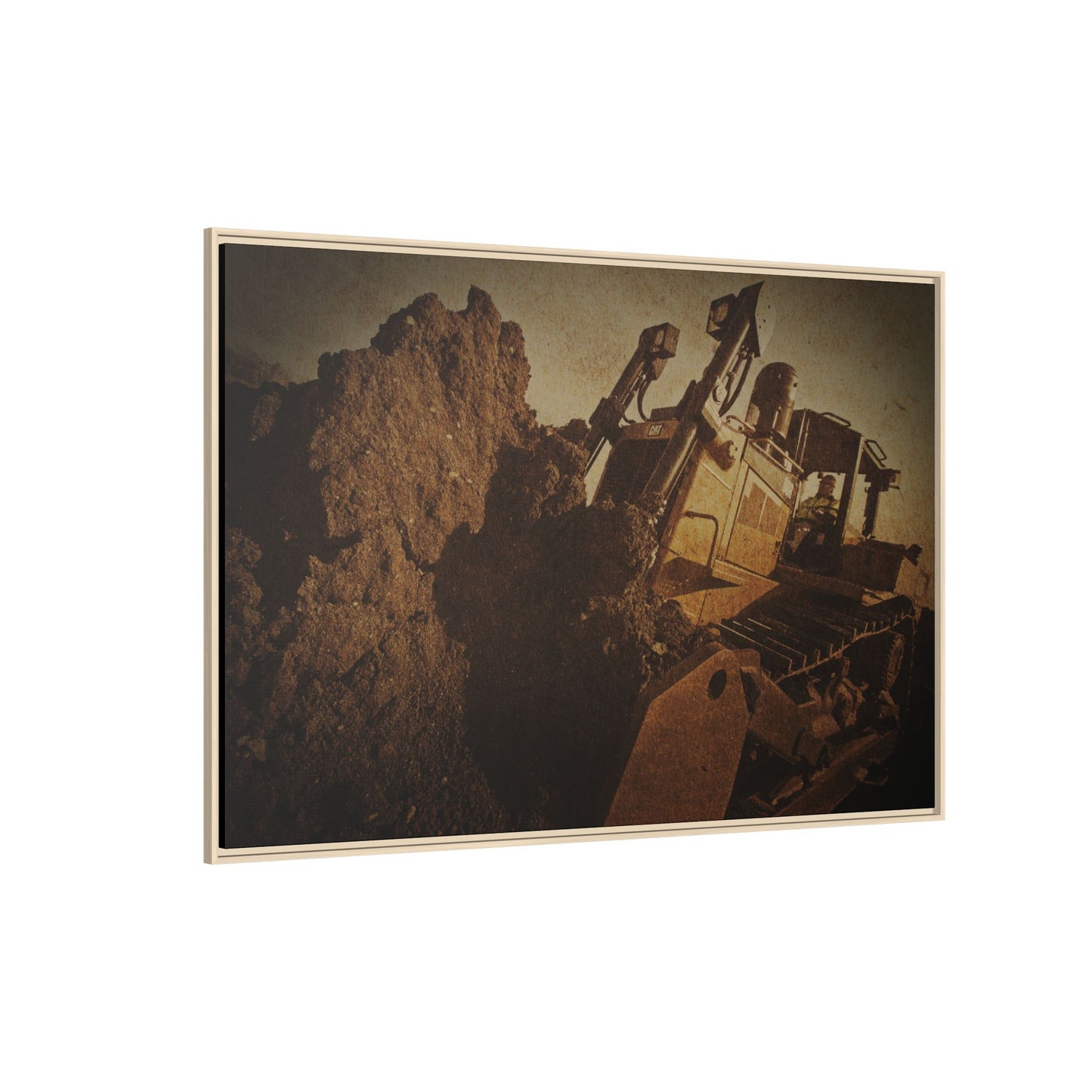 Big Dirt D8 Dozer Action| Gold | Framed | Wall Art on Stretched Canvas