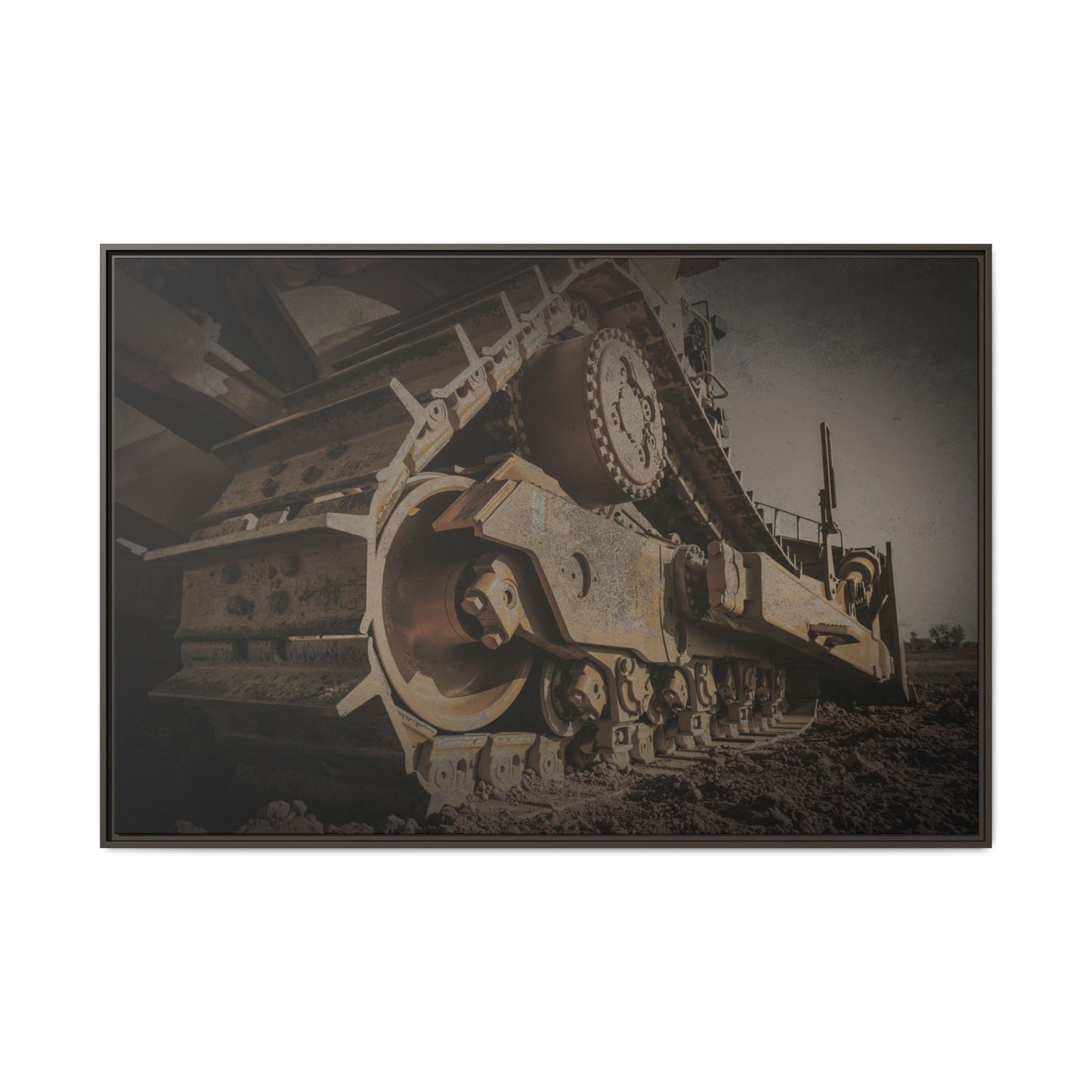 D8 Dramatic Dozer Track | Dark Gray |  Framed Wall art on Stretched Canvas
