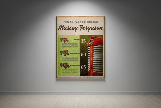 Vintage Massey Ferguson Tractor Advertisement Wall Art Print on Framed Canvas