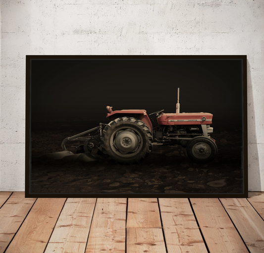 Vintage Massey 135 with Plow Photo Wall Art on Canvas