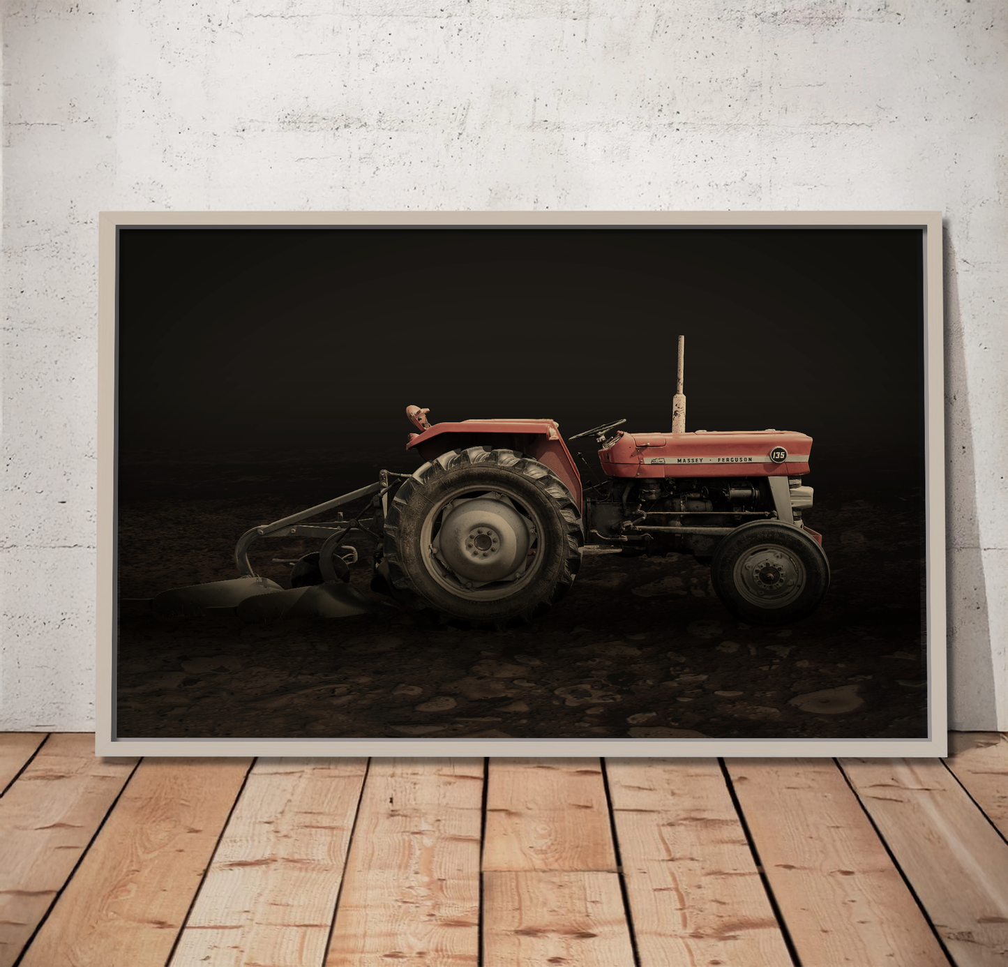 Vintage Massey 135 with Plow Photo Wall Art on Canvas
