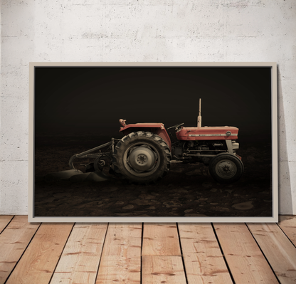 Vintage Massey 135 with Plow Photo Wall Art on Canvas