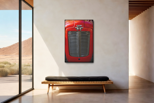 Vintage Massey Ferguson Tractor Grill Matte Canvas Framed | Farm Machinery Wall Art