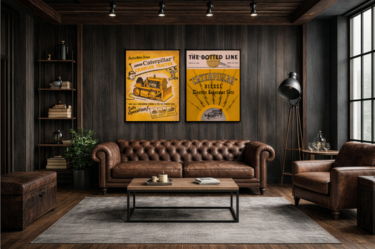 Caterpillar Diesel Electric Generator Sets Poster Matte Canvas Framed | Industrial Vintage Print