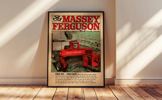 Massey Ferguson Tractor Poster Matte Canvas Framed | Vintage Farm Machinery Print